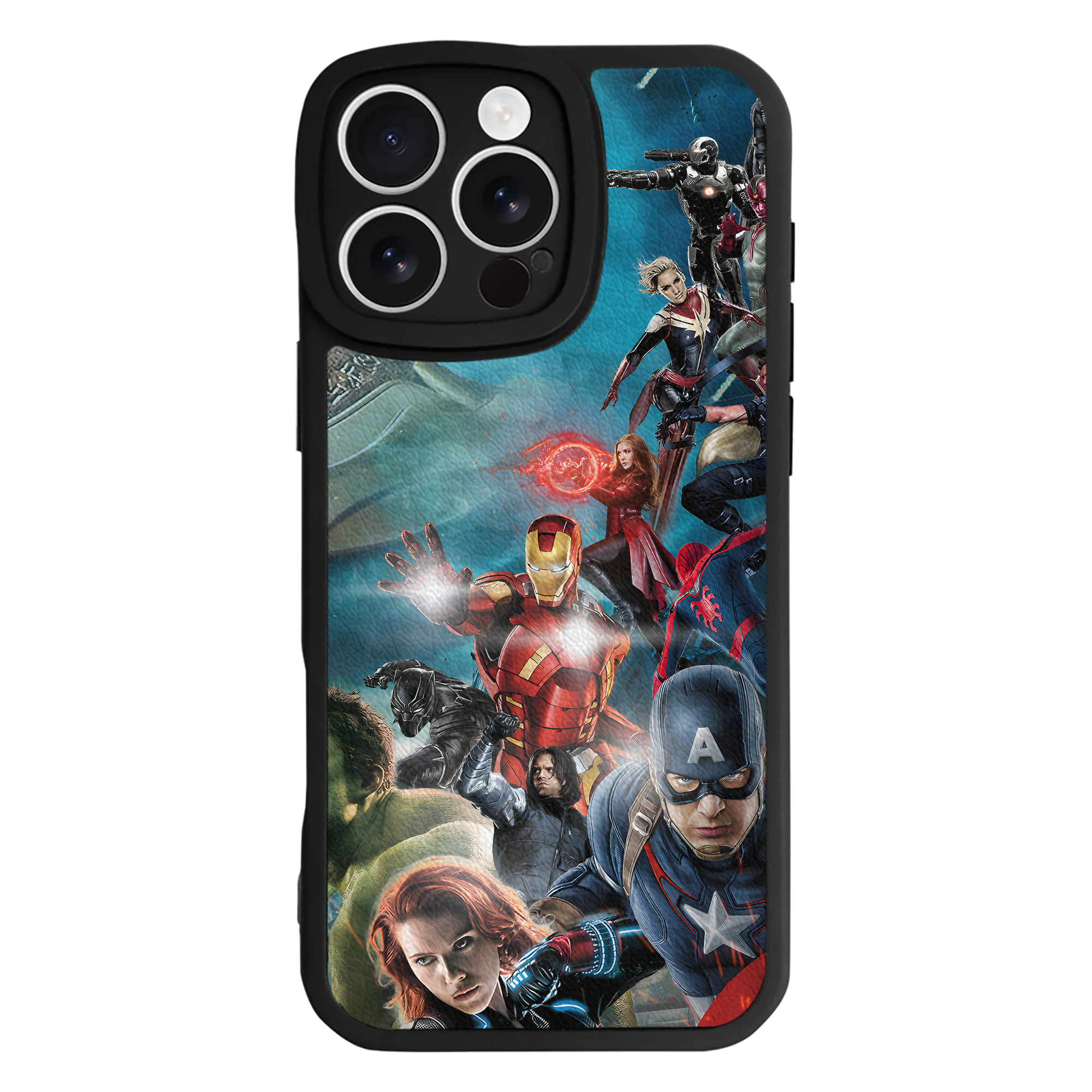 （画像用） アベンジャーズ The Avengers 【iPhone 16シリーズ対応】シリコンスマホケース（レザー調） 材質：シリコン
